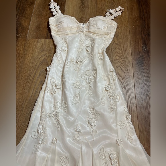 Vintage 100% Silk Beaded Dress Vintage Wedding Dress Vintage Beaded Dress Fairy - Picture 11 of 17